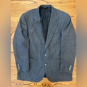 Vintage 80s‎ Polo University Club Ralph Lauren Blue Herringbone Wool Blazer